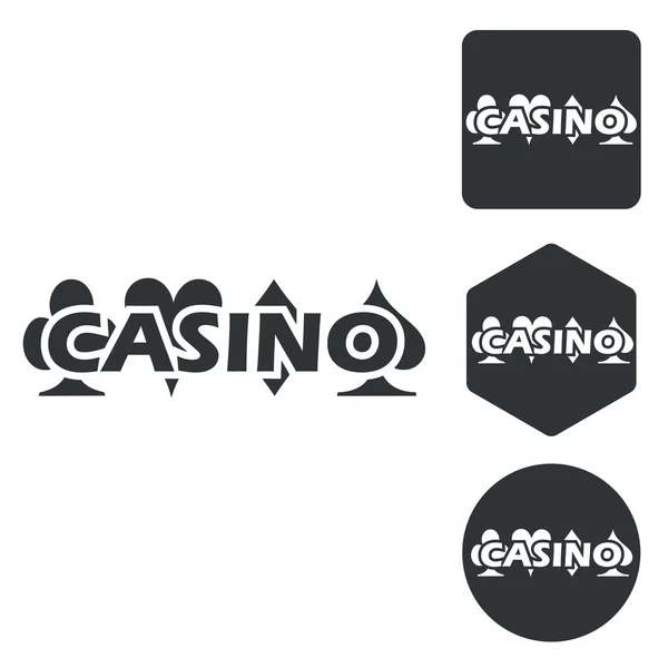 Casino pictogrammenset, zwart-wit — Stockvector