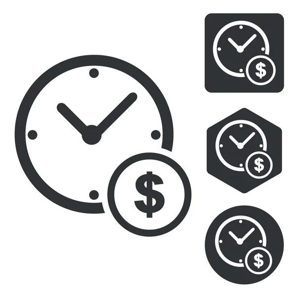 Dollar tid icon set, svartvitt — Stock vektor