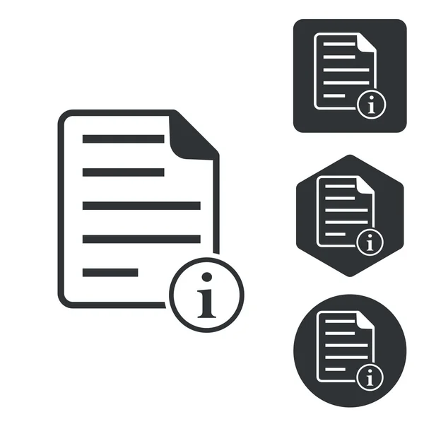 Information document icon set, monochrome — Stock Vector