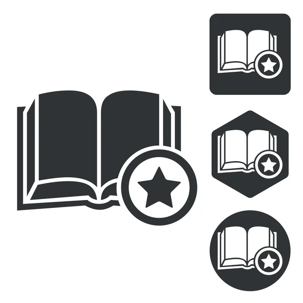 Favorite book icon set, monochrome — Stock Vector