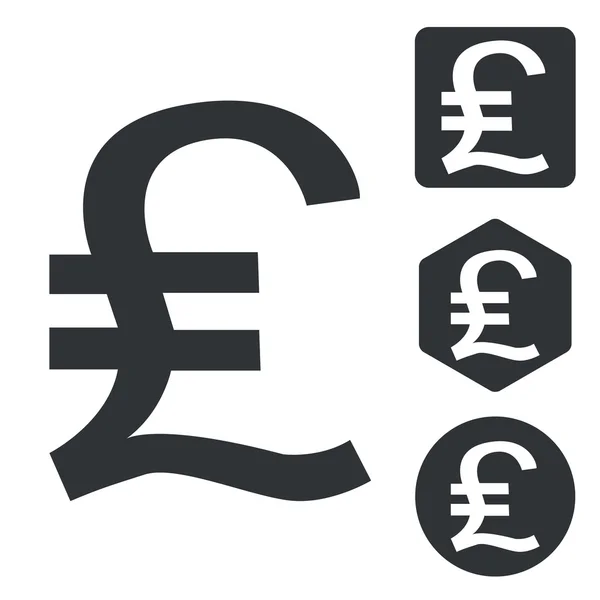 Pound sterling icon set, monochrome — Stock Vector