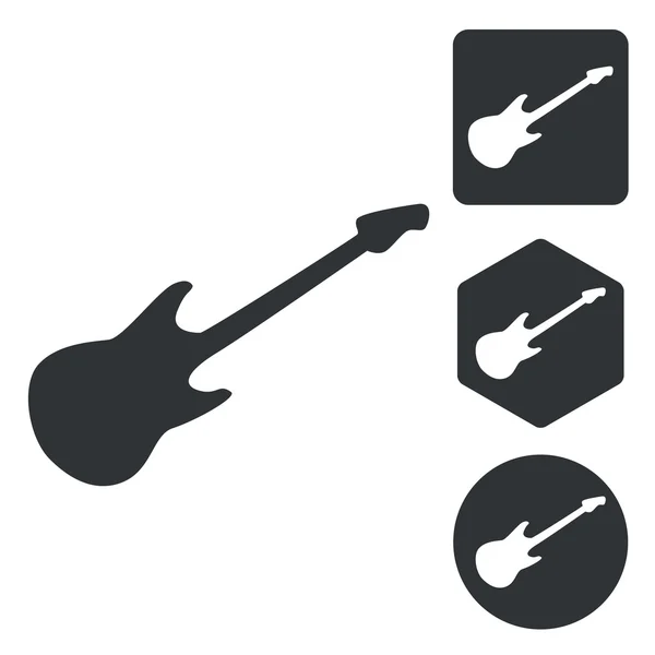 Gitarr Ikonuppsättning, svartvita — Stock vektor