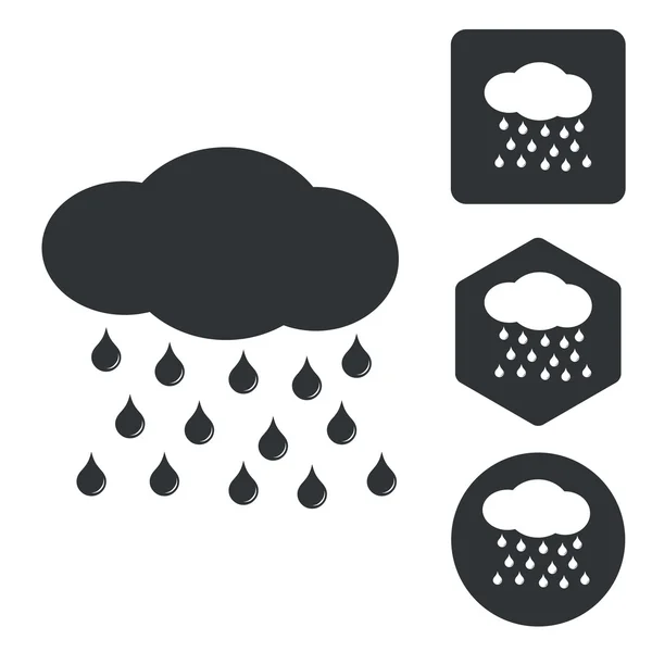 Rain icon set, monochrome — Stock Vector