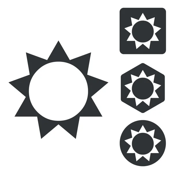 Sun icon set, monochrome — Stock Vector