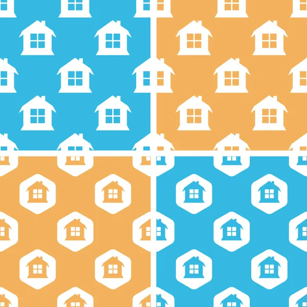Huis patroon ingesteld, gekleurde — Stockvector