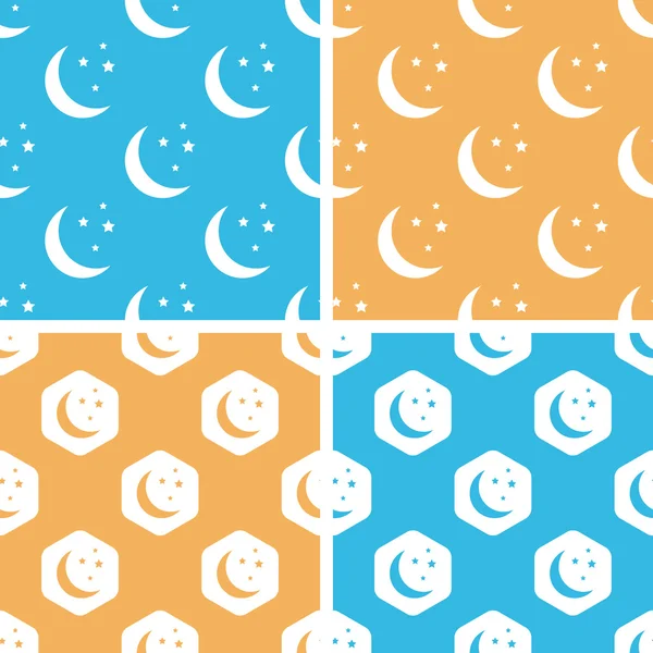 Conjunto de patrón de luna nocturna, color — Vector de stock