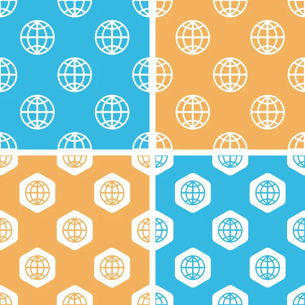 Globe pattern set, colored — Stock Vector