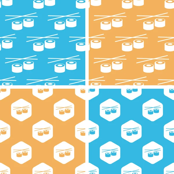 Conjunto de patrones de rollos de sushi, de color — Vector de stock