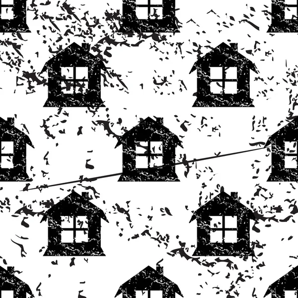 Grunge motif maison, monochrome — Image vectorielle