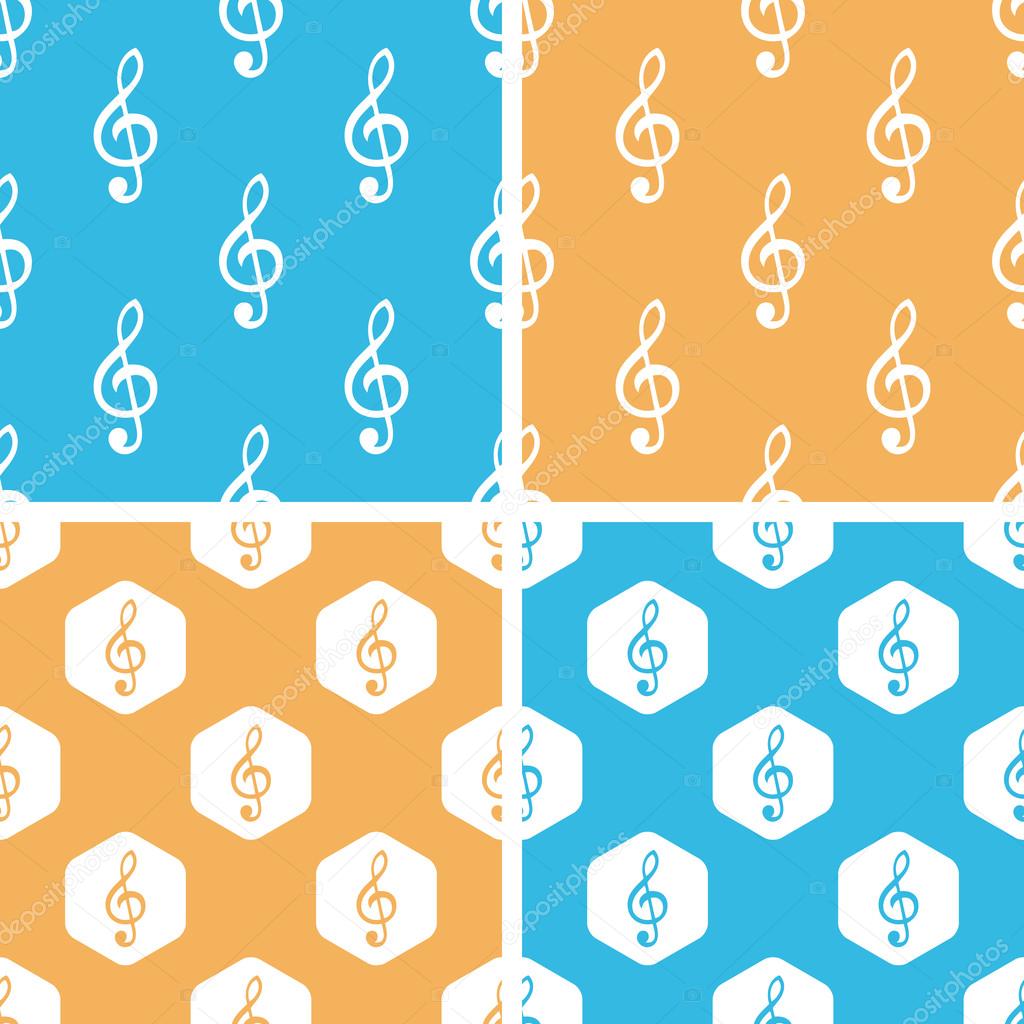 Treble clef pattern set, colored