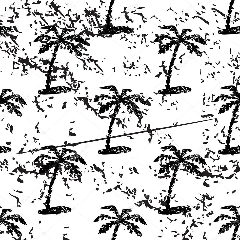 Palm tree pattern, grunge, monochrome