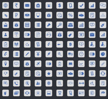 İş Icon set, kare