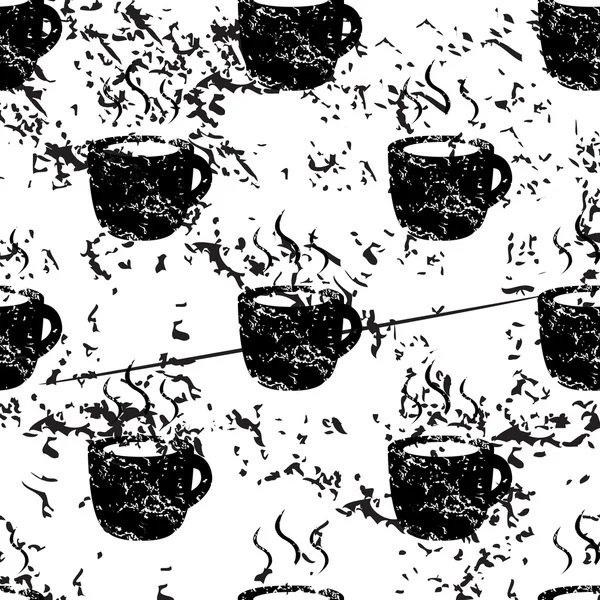 Гарячий напій візерунок, гранж, монохром — стоковий вектор