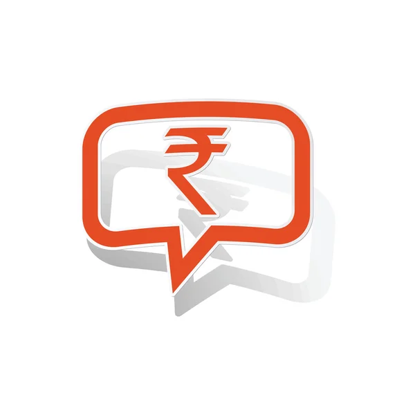 Indiska rupier meddelande klistermärke, orange — Stock vektor