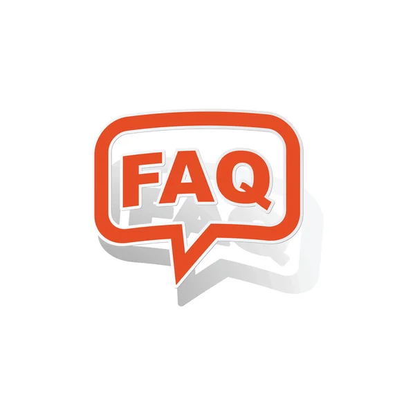 FAQ bericht sticker, oranje — Stockvector