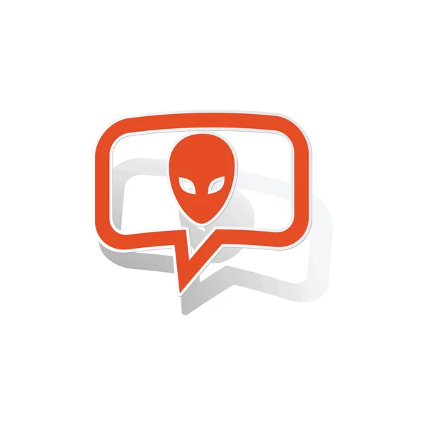 Alien message sticker, orange — Stock Vector