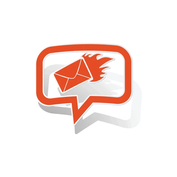 Brinnande kuvert meddelande klistermärke, orange — Stock vektor
