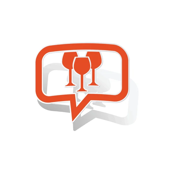 Verre à vin message autocollant, orange — Image vectorielle