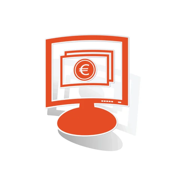 Наклейка монитора банкнот евро, оранжевый — стоковый вектор