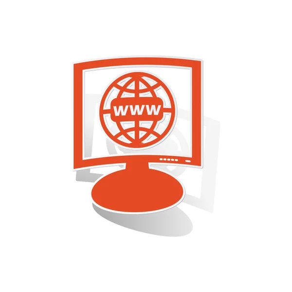 Wereldwijde netwerk monitorsticker, oranje — Stockvector