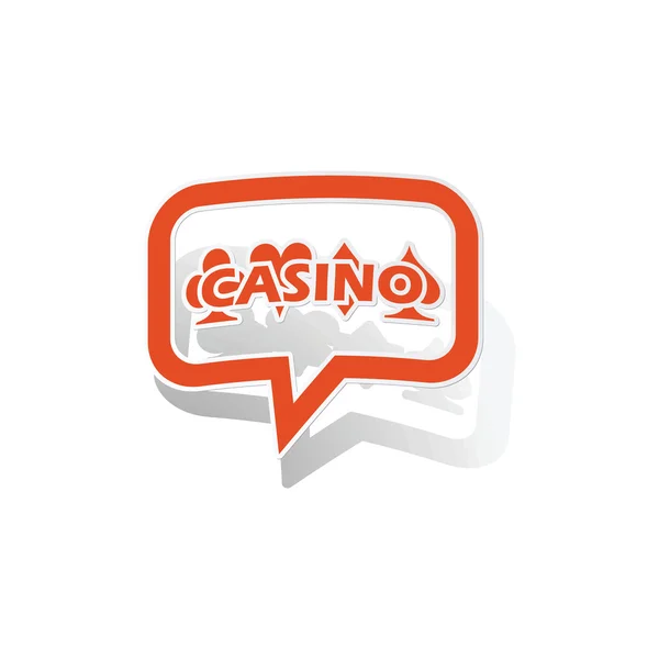 Pegatina de mensaje de Casino, naranja — Vector de stock