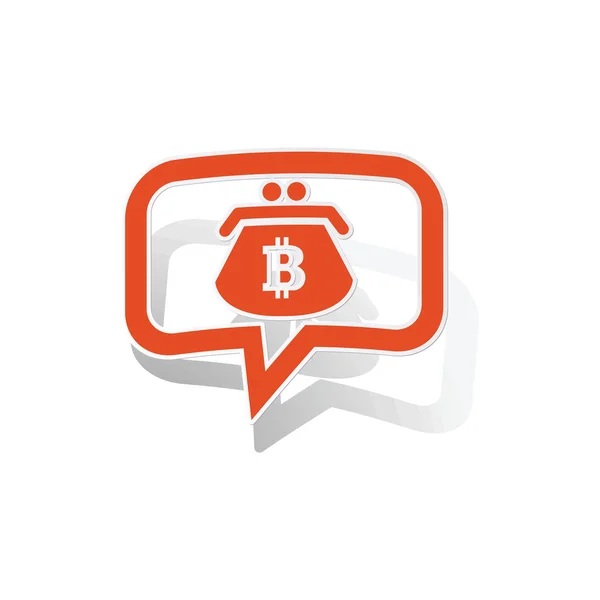 Bitcoin purse message sticker, orange — Stock Vector