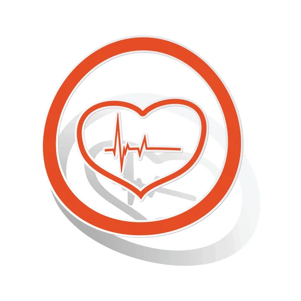 Cardiology sign sticker, orange — Stock Vector