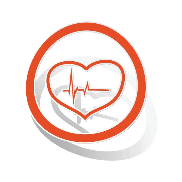 Cardiologie teken sticker, oranje — Stockvector