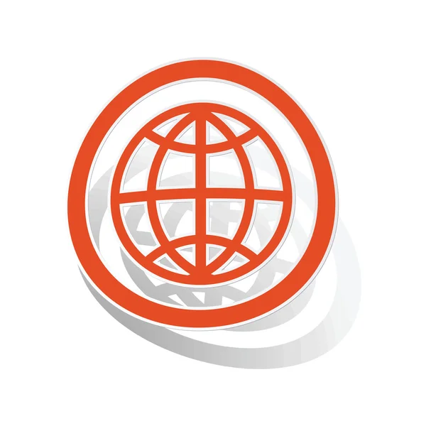 Globe teken sticker, oranje — Stockvector