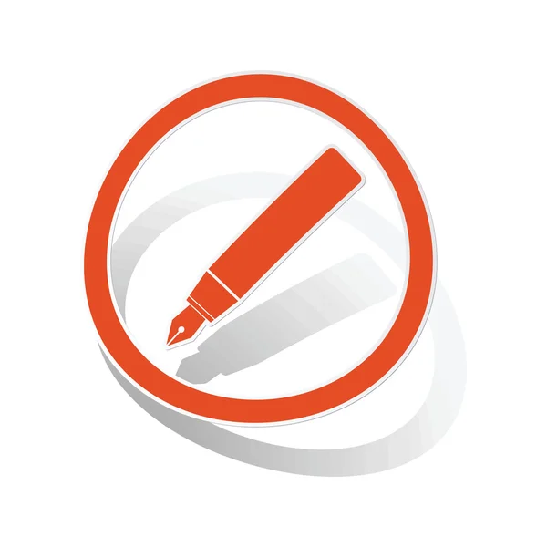 Фонтан ручка знак наклейка, помаранчевий — стоковий вектор