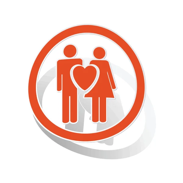 Love couple sign sticker, orange — Stock Vector