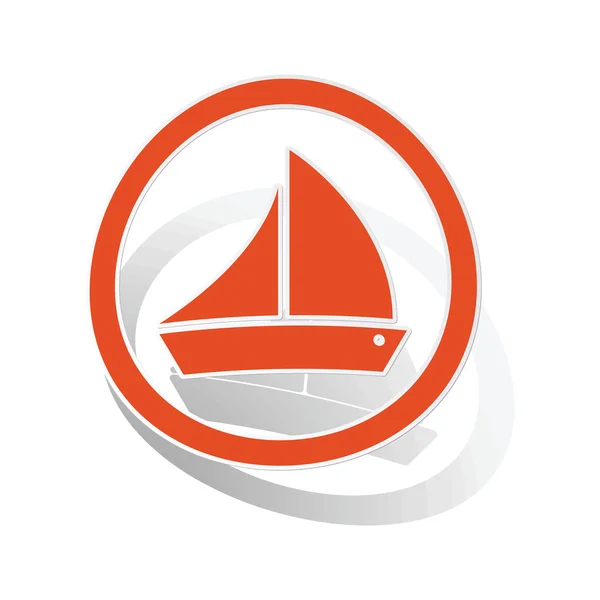 Zeilen schip teken sticker, oranje — Stockvector