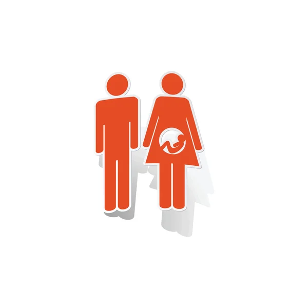 Icône autocollant jeune famille, orange — Image vectorielle