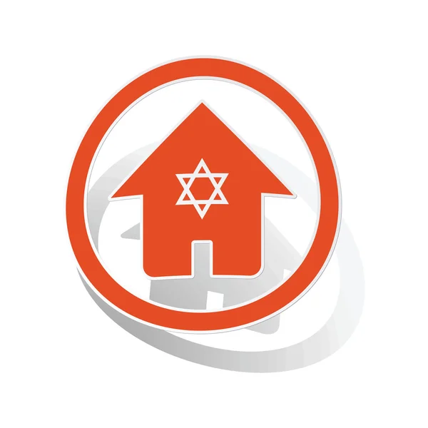Joodse huis teken sticker, oranje — Stockvector