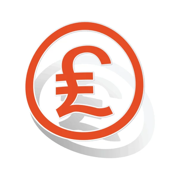 Pound sterling sign sticker, orange — Stock Vector