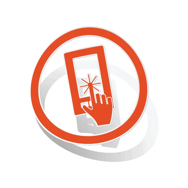 Touchscreen teken sticker, oranje — Stockvector