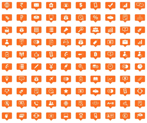 Business orange message icons set — Stock Vector