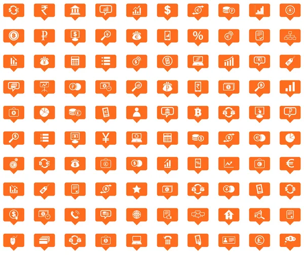 Finance orange message icons set — Stock Vector