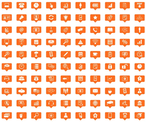 Office orange message icons set — Stock Vector