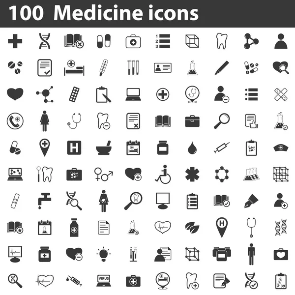 100 iconos de la medicina — Archivo Imágenes Vectoriales