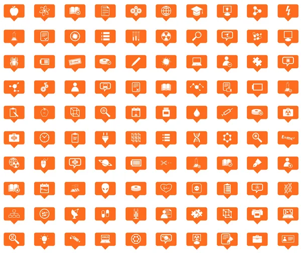 Science orange message icons set — Stock Vector