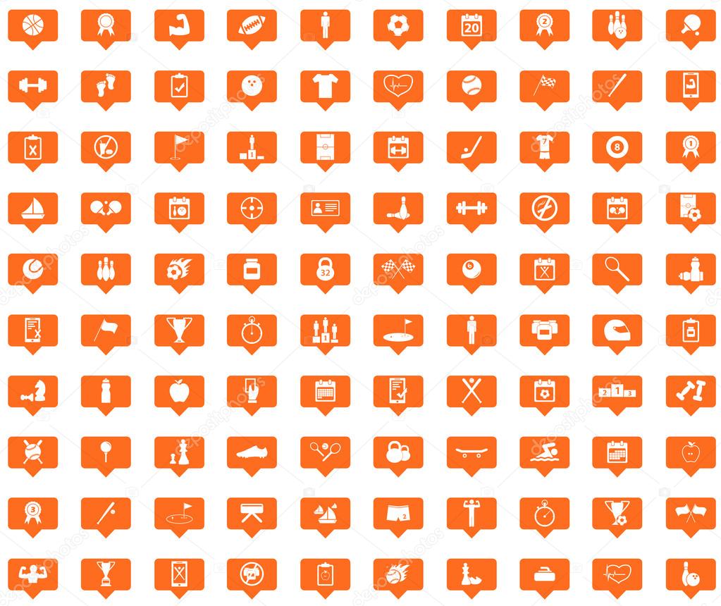Sport orange message icons set