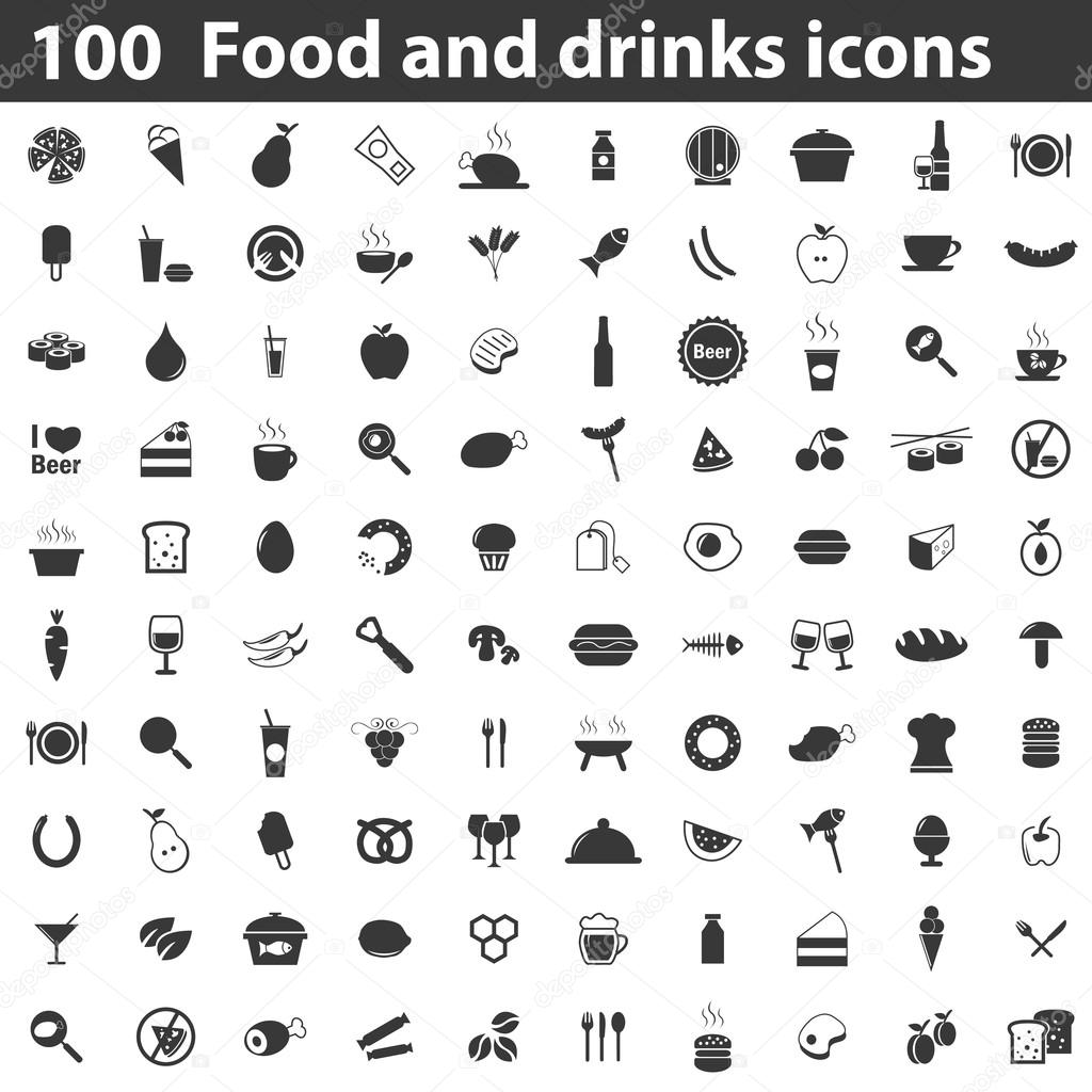 100 food and drinks icons