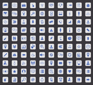 Sosyal Medya Icon set, kare
