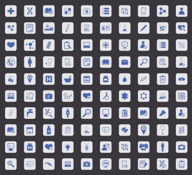 Tıp Icon set, kare