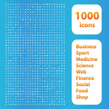 1000 Icons beyaz set