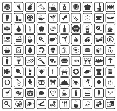 100 yiyecek ve içecek simgeler