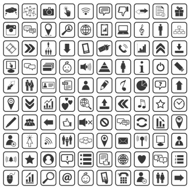 100 Sosyal Medya simgeler