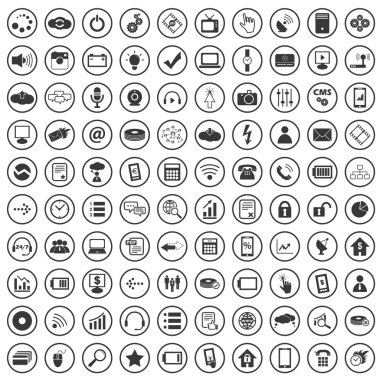 100 yüksek teknoloji Icons set