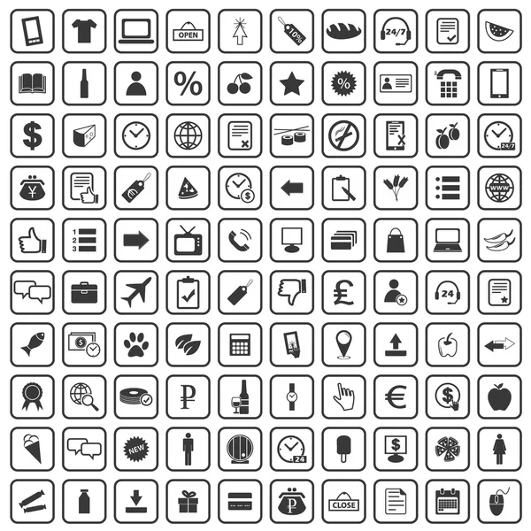 Ensemble de 100 icônes Shop — Image vectorielle